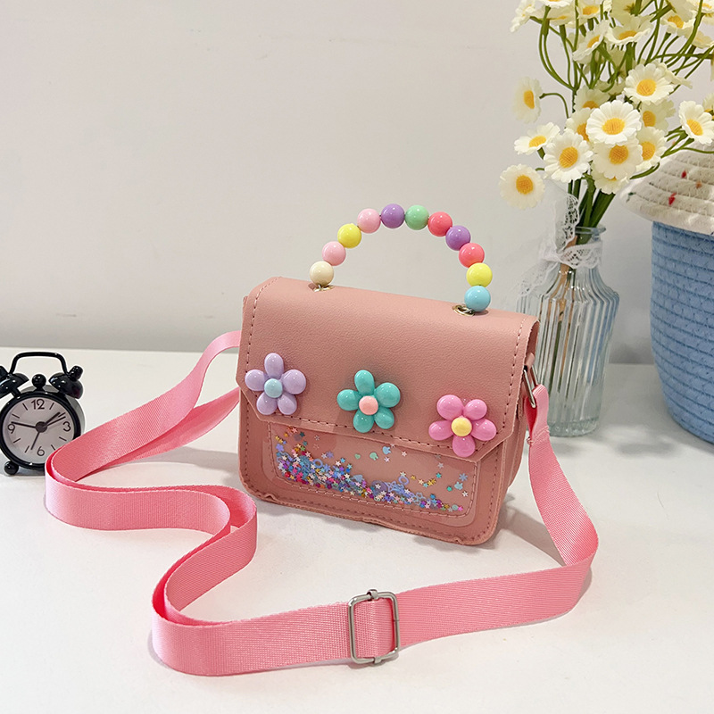 New children's single-shoulder bag, popular small square bag, cute cartoon cinnamon dog, Korean version, niche pearl hand-held crossbody bag Application Scenario