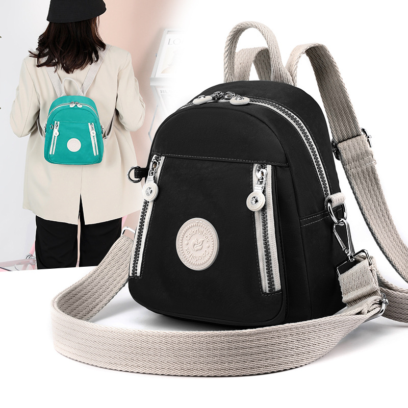 New cross-border European and American retro crossbody bag, women's multi-functional backpack with color contrast, nylon mobile phone key, coin purse full figure