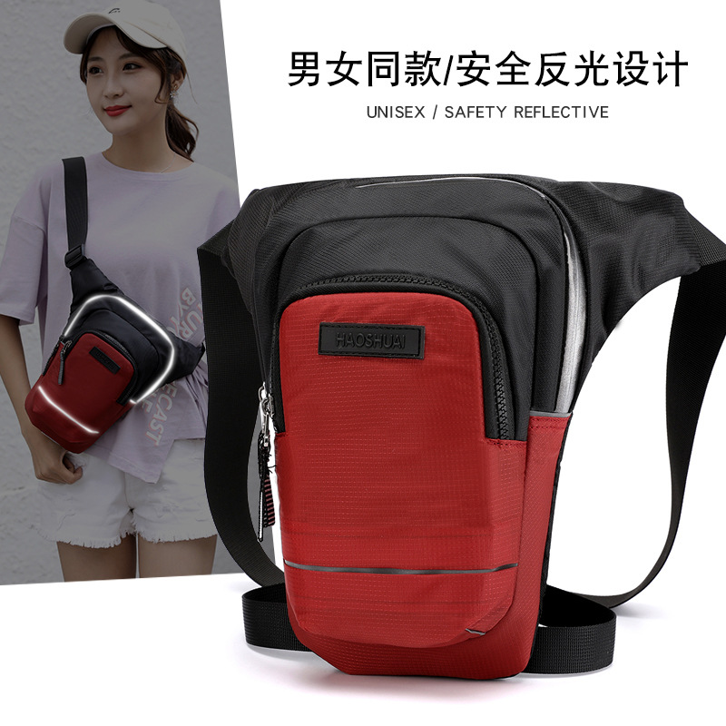Cross-border exclusive new outdoor sports leg bags, cycling waist bags, men's and women's crossbody bags, tactical reflective chest bags details Picture