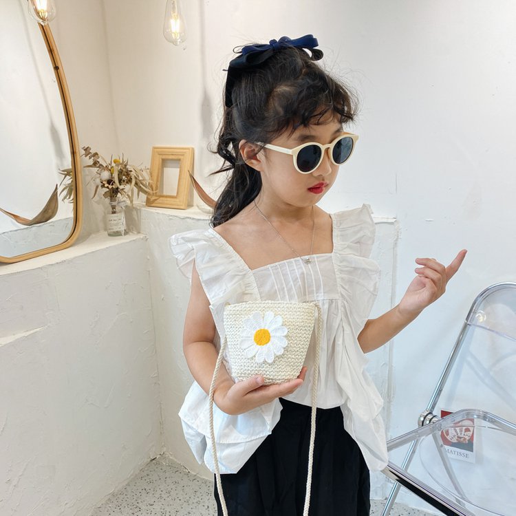 Children's bag 2023 New style single-shoulder bag, coin purse, cartoon-decorated crossbody bag, princess small bag, children's straw woven bag Specification drawing