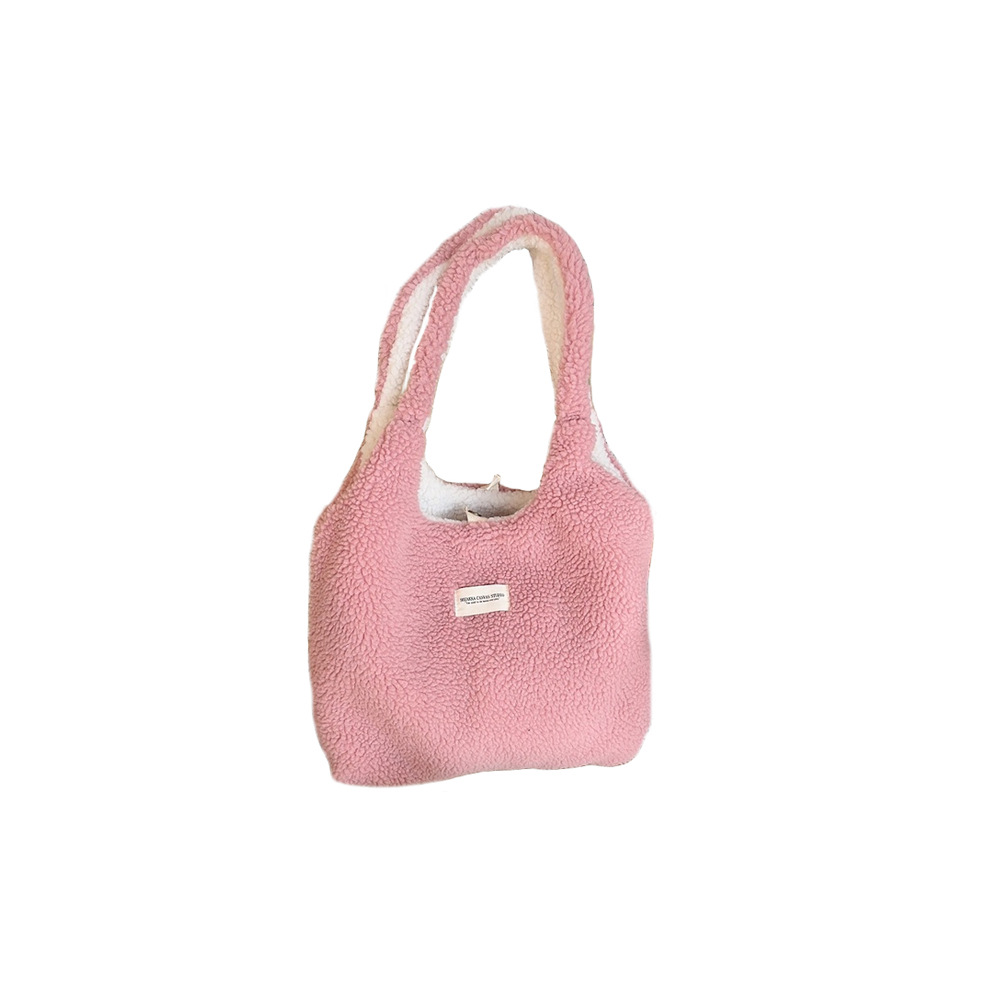 310233 Autumn/Winter Korean version dual-sided plush simple single-shoulder student large-capacity commuting vest bag Item Picture