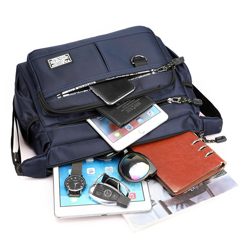 New large-capacity men's crossbody bag, wear-resistant, waterproof, multi-pocket men's business cross-body bag, outdoor commuting single-shoulder bag details Picture