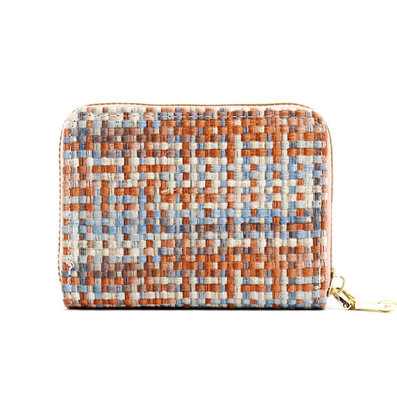 New braided pattern card case for women, European and American fashion organ card case, coin purse, multi-slot large-capacity card holder, credit card Item Picture