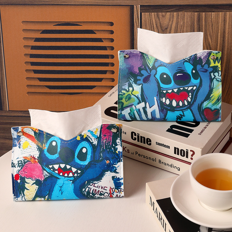 Graffiti Teddy tissue box, home living room car tissue box, leather paper tissue box, creative napkin storage new style full figure