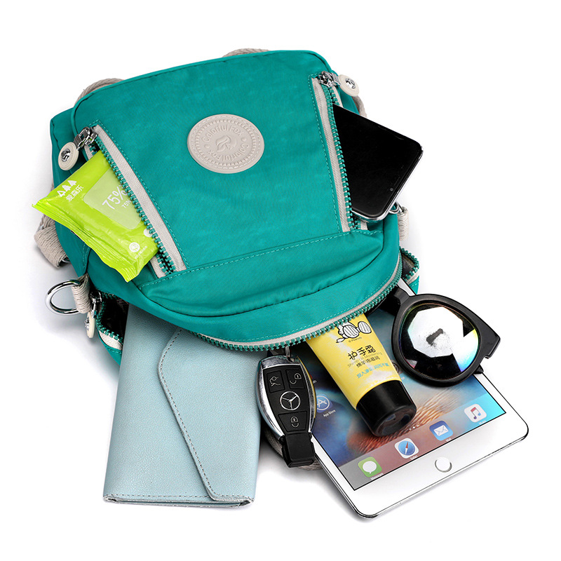 New cross-border European and American retro crossbody bag, women's multi-functional backpack with color contrast, nylon mobile phone key, coin purse Item Picture