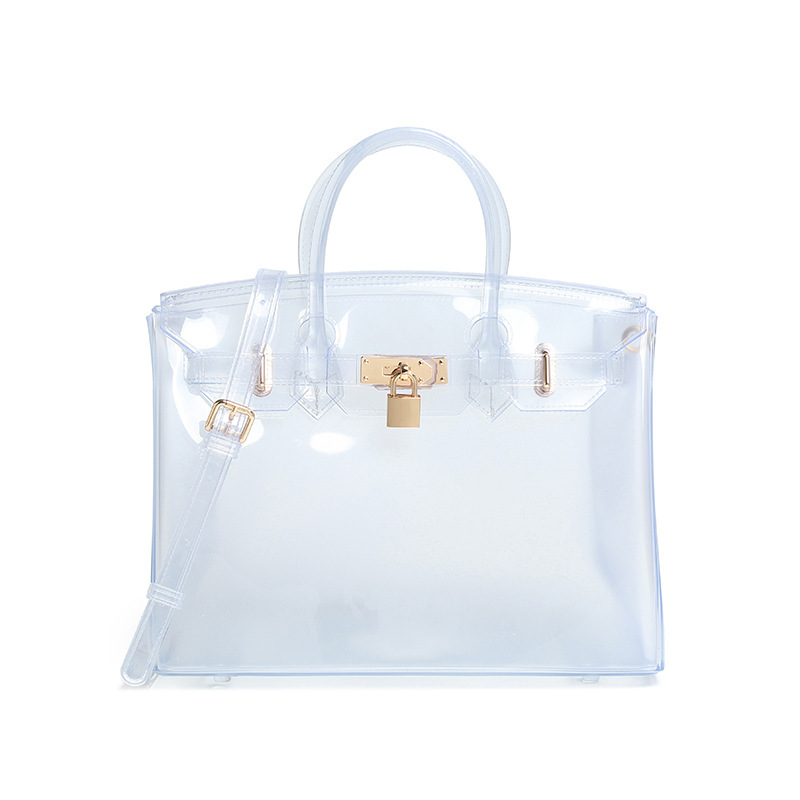 PVC jelly bag for women's cross-border trade, new transparent platinum bag, large-capacity single-shoulder handbag, beach bag full figure