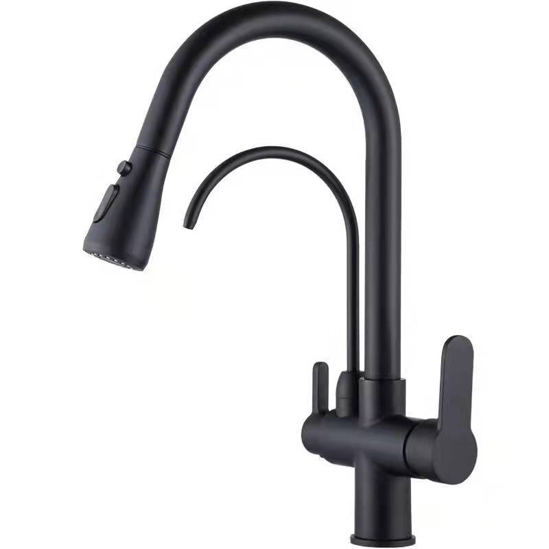 Kitchen pull-out cold and hot water faucet, three-in-one pure direct drinking water faucet, sink, sink faucet Item Picture