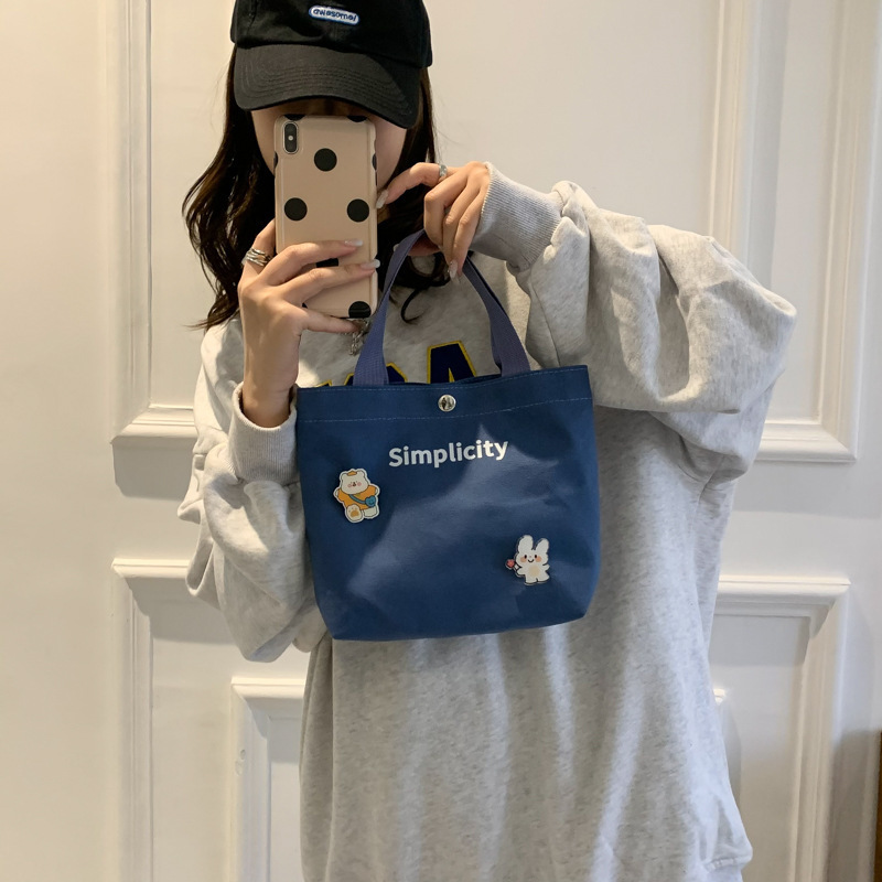 Summer new canvas small bags, women's fashionable bento bags, grocery crossbody bags, 2024 handbag bags, girls' mobile phone bags details Picture