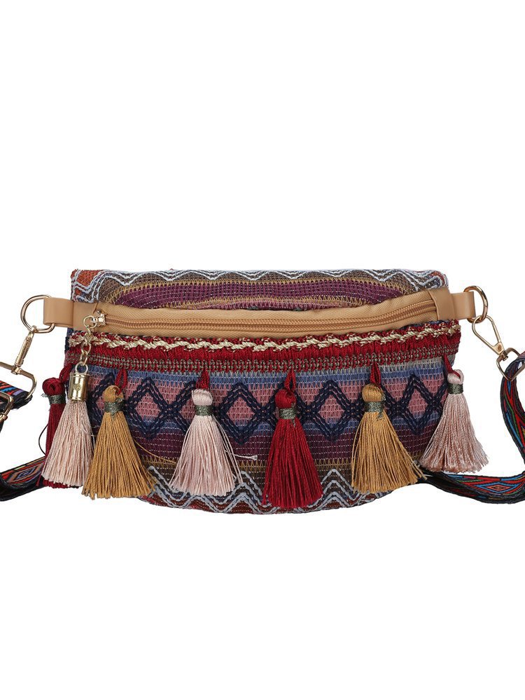 Shoulder Bag Fashion Women's Bag 2022 New Style Super Popular ethnic style individual single-shoulder crossbody bag tassel chest bag Item Picture