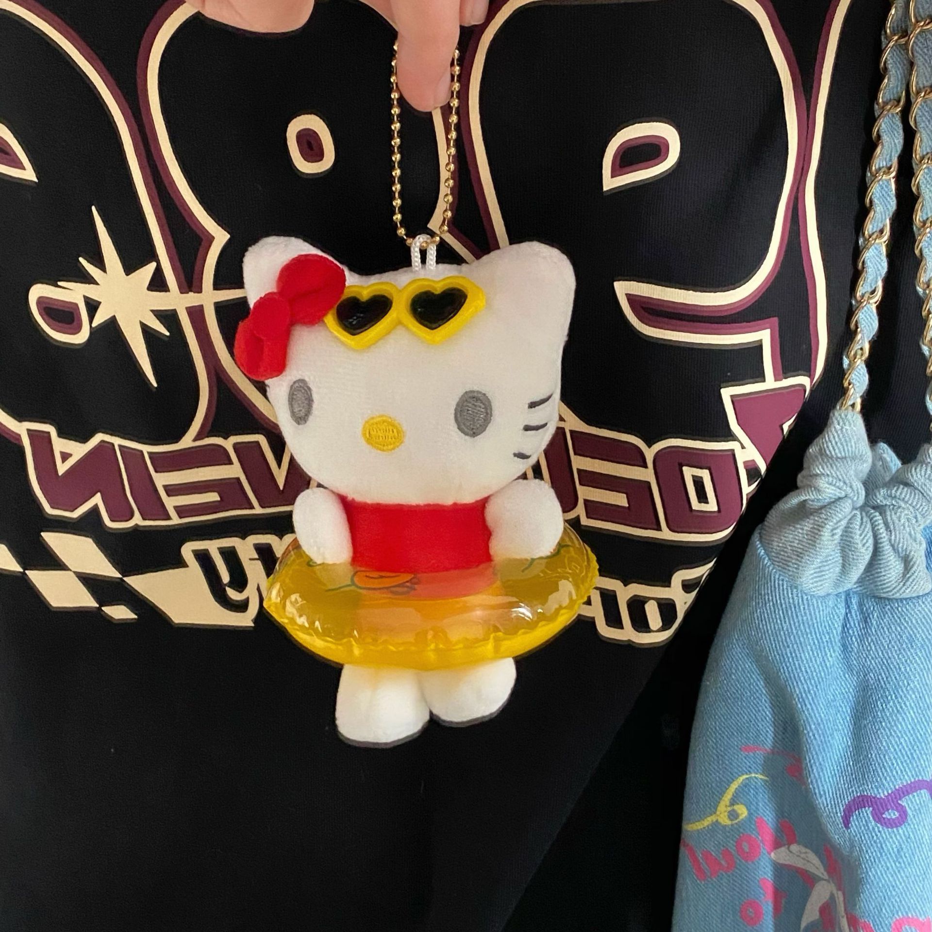 Swimming ring, cat trinket, plush toy, bag, hanging decoration, cute summer swimming ring doll, cartoon keychain for girls Application Scenario