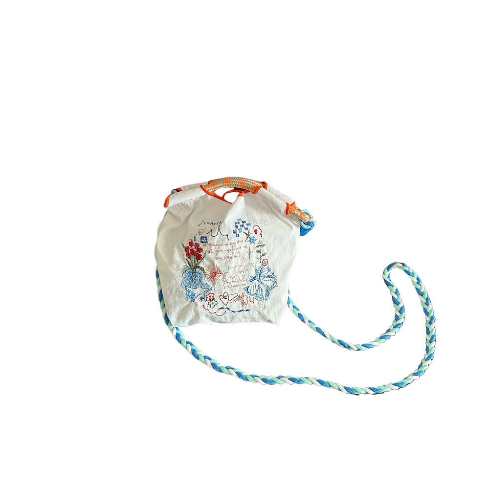 45301 InS-style exquisite embroidered mini Oxford cloth bag, handbag, sundries, cosmetics storage, mobile phone case Item Picture