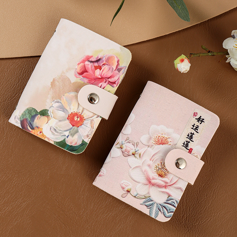 Factory direct sales anti-demagnetization Good Luck Lotus Card case, double-sided card insertion, bank card, ID card, certificate case, neutral card case details Picture