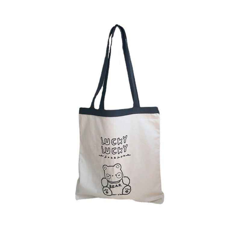 35245 Summer New woven strap Canvas bag, embroidered single-shoulder and hand-carry dual-purpose bag, Women's large-capacity tote bag, Japanese and Korean Item Picture