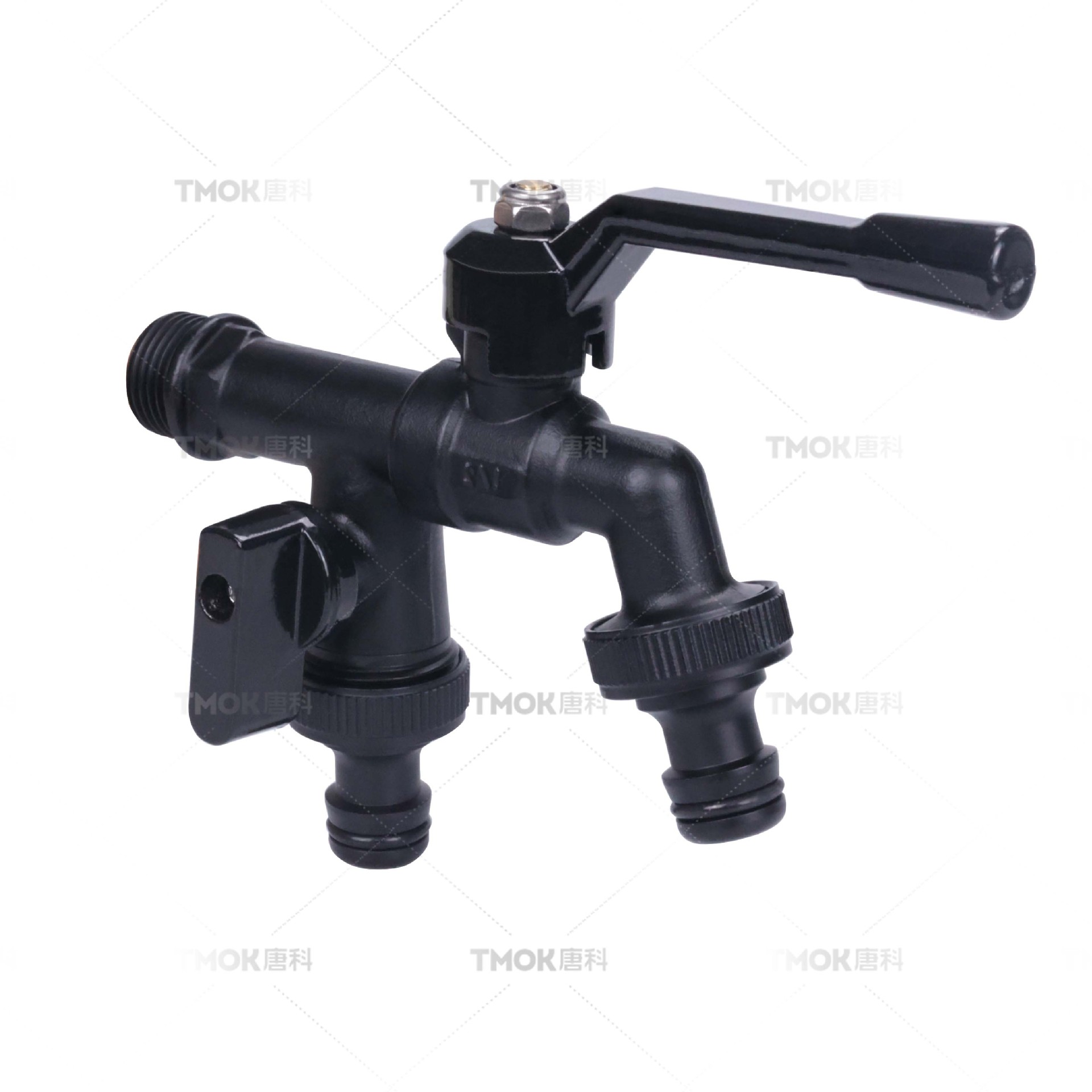 Tangke high-end black all-copper washing machine faucet 4-inch faucet for household dual-outlet outdoor anti-freezing faucet wholesale Item Picture