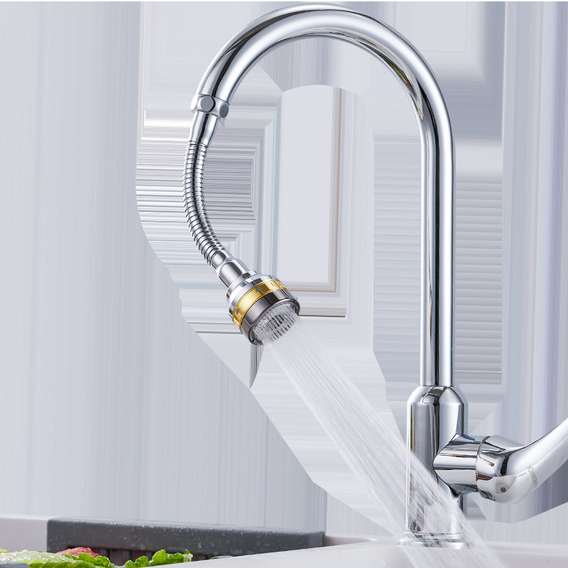 Wholesale of splash-proof faucet with gold edge and half copper, universal extension pipe, kitchen extension showerhead aerator, pressurized water nozzle Application Scenario