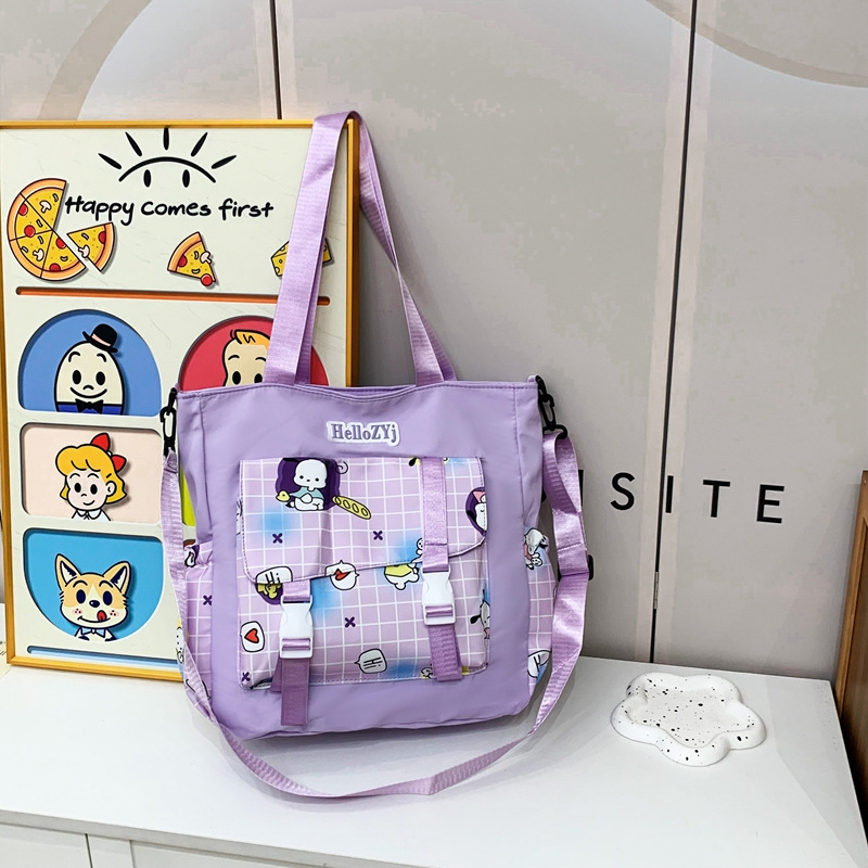 Large-capacity student tutorial bag for girls, 2024 new single-shoulder bag, Korean style sweet nylon document bag, crossbody bag details Picture