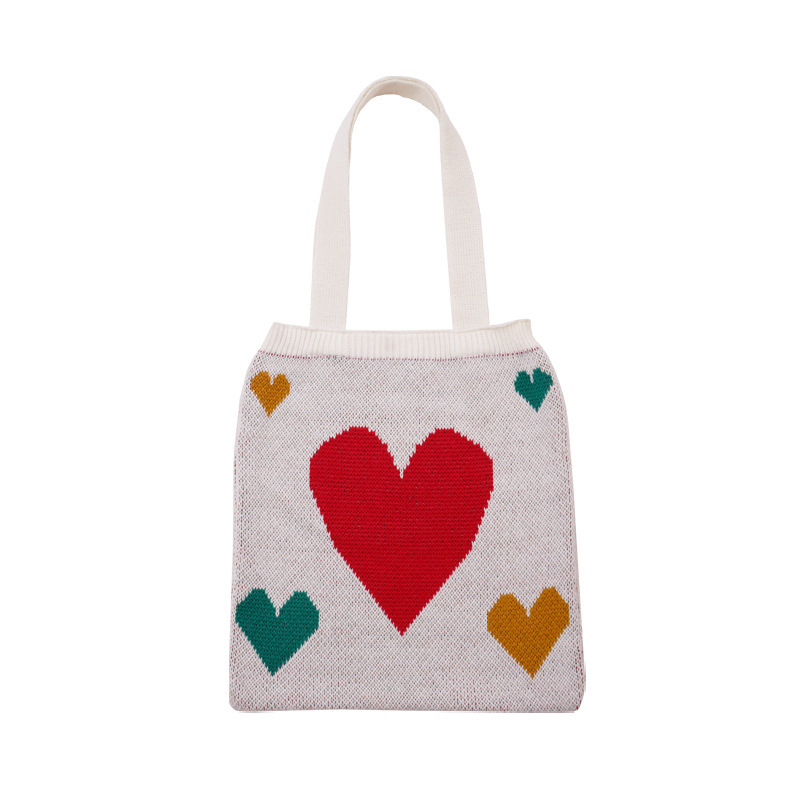 910301 New Korean-style cute ins Hyuna style student knitted tote bag, woolen single-shoulder women's fabric bag Item Picture