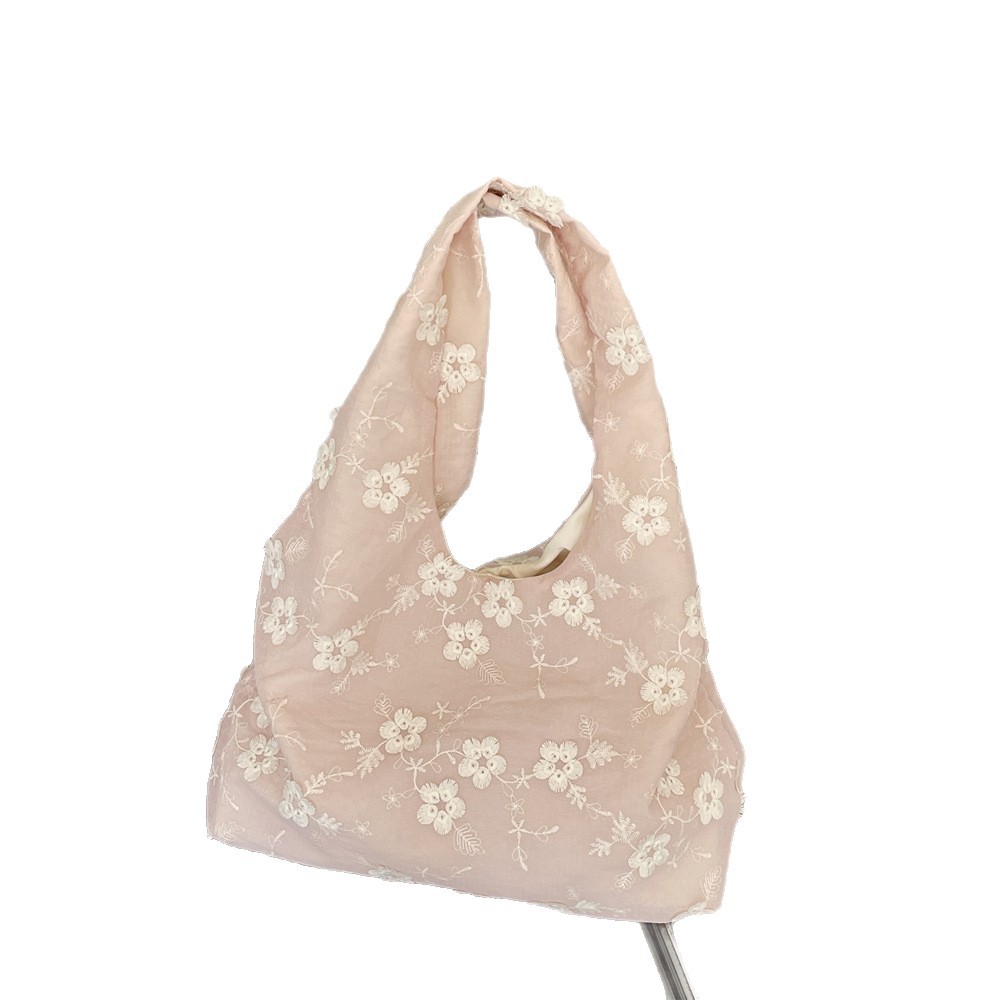54212 New embroidered artistic and fresh fairy fabric bag, single-shoulder handbag, large-capacity commuting vest bag Item Picture