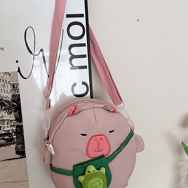 New Capibara crossbody bag, canvas capybara back, turtle cartoon bag, penguin bag, Husky children's backpack details Picture