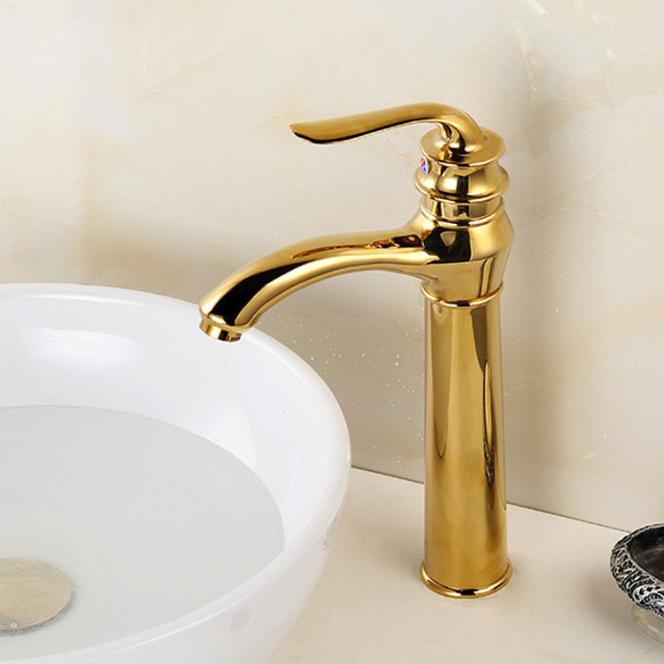 European-style all-copper faucet, bathroom basin faucet, bathroom hot and cold water basin, golden faucet Application Scenario