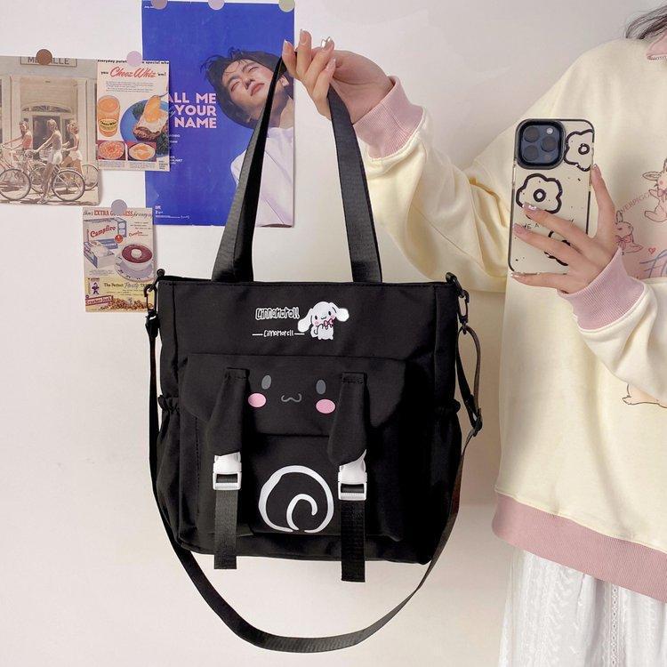 Foreign trade women's bag, large capacity bucket bag, 2024 new style nylon fabric cute cartoon dog shoulder bag, crossbody bag undefined