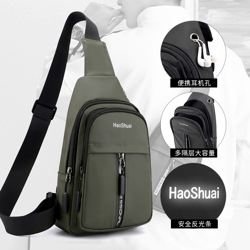 New cross-border outdoor men's chest bag, Korean-style casual crossbody bag, travel single-shoulder small bag, sports waterproof mobile phone case details Picture