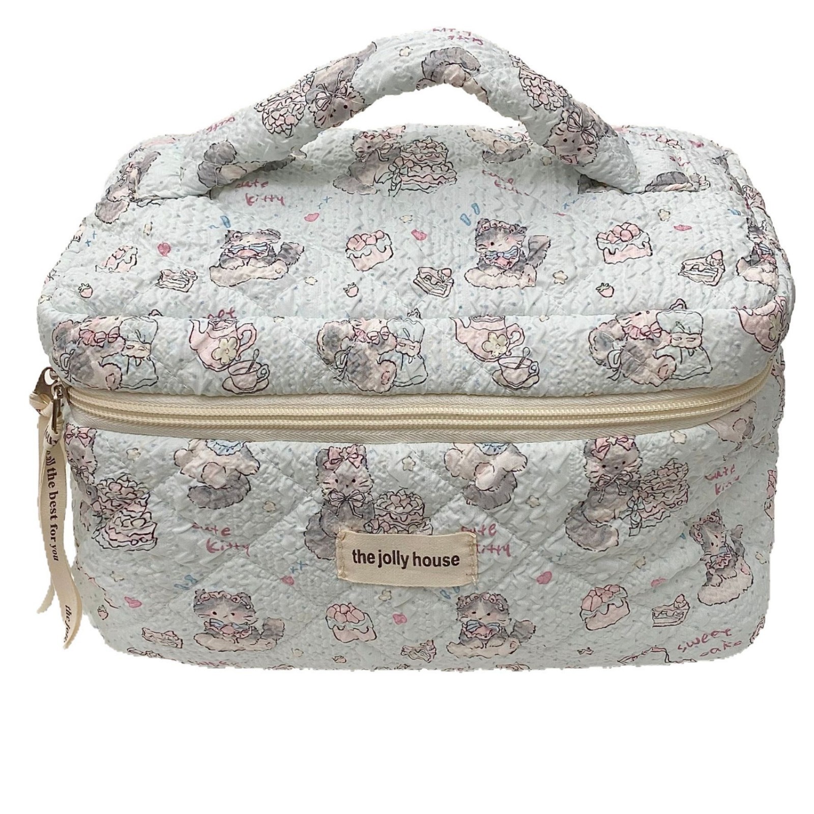 High-appearation-level cat makeup bag, women's bubble foam large-capacity travel portable cosmetics storage bag, hand-held makeup bag Item Picture