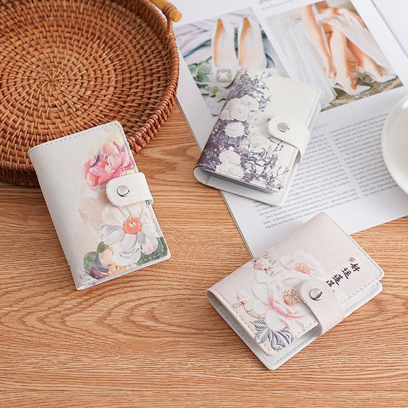 New oil painting card bag for women, anti-demagnetization card slot, bank card and certificate storage bag for men, anti-theft large-capacity card full figure