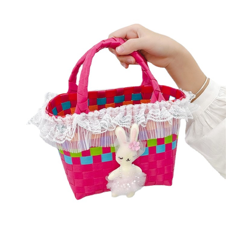 New fashionable hand-woven bag 2023 Beach bag, cute children's hand trendy handbag, vegetable basket bag Item Picture