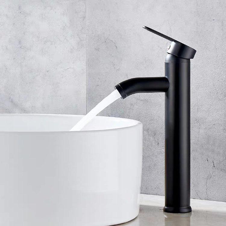 Stainless steel hot and cold water faucets, European-style black countertop basin, washbasin faucet, bathroom basin faucet full figure