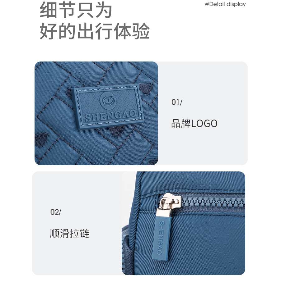 New women's crossbody bag, nylon contrasting color single-shoulder bag, woven large-capacity multi-layer simple middle-aged mom bag details Picture