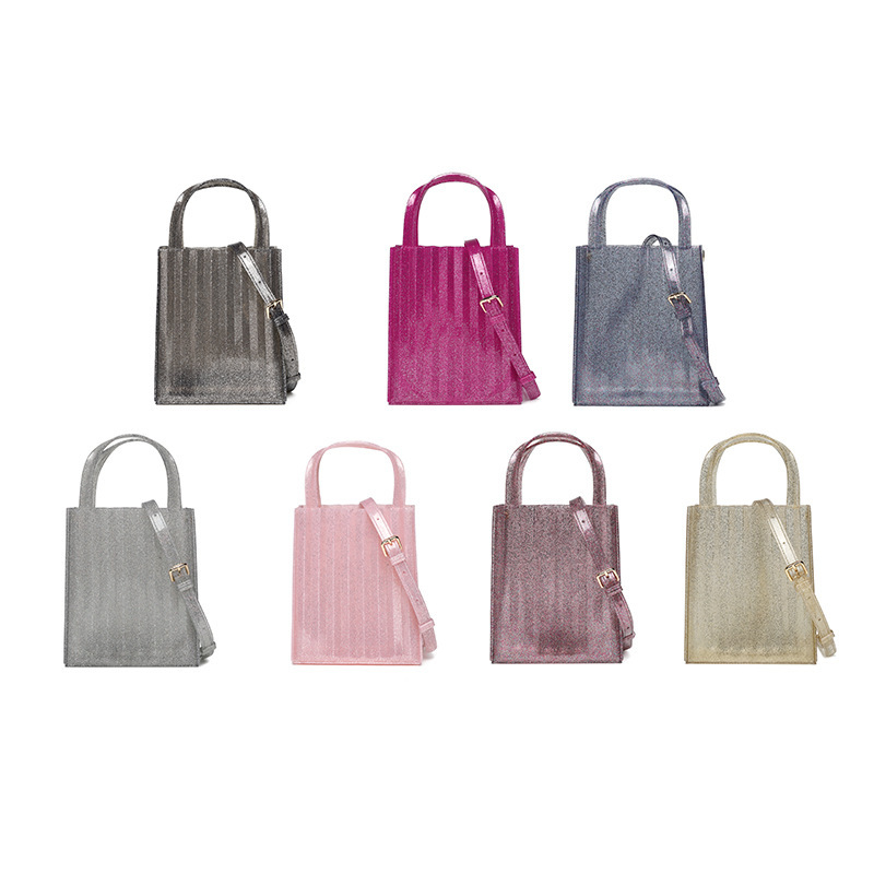 2025 New PVC high-end jelly bag, women's pleated semi-transparent tote bag, fashionable single-shoulder crossbody tote bag details Picture