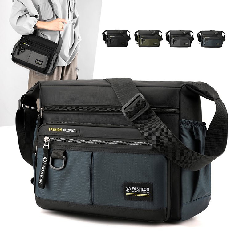 New men's shoulder bag, large-capacity water-resistant crossbody bag, men's high-end casual travel bag, loose change bag full figure