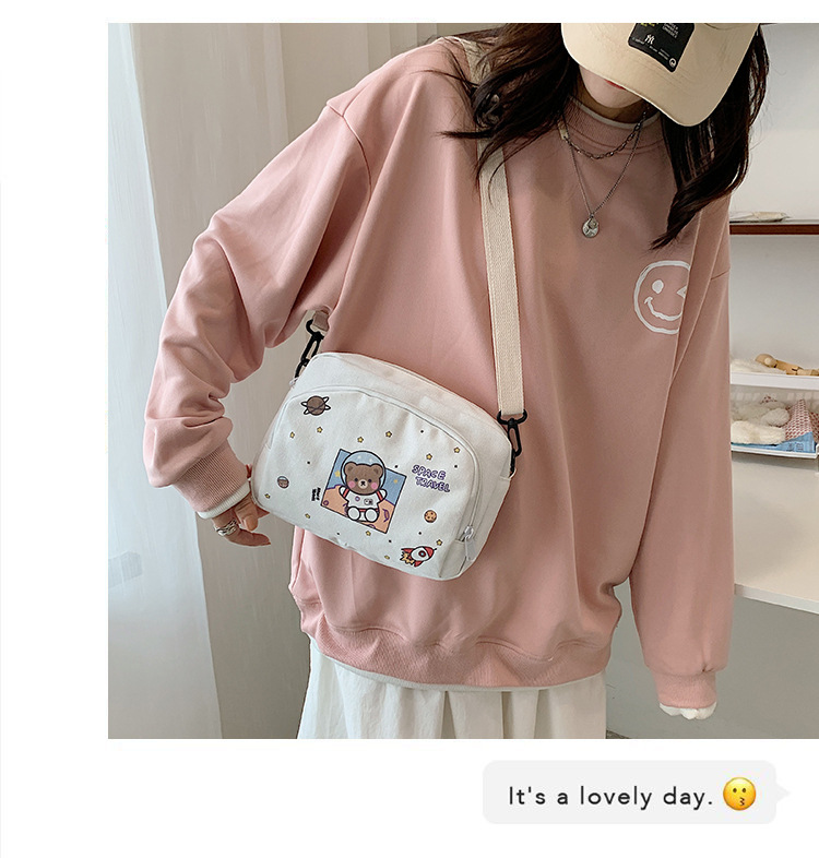 The 2022 new style of the popular Xiaofangbao women's bag, a Korean style fashionable and sweet canvas crossbody bag, is available for one-piece consignment for export Specification drawing