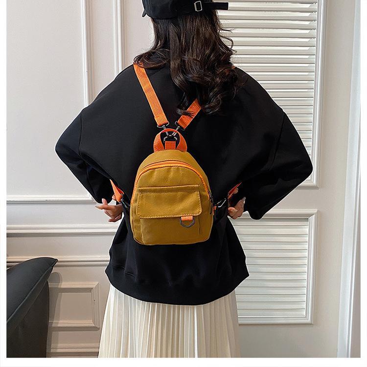 Korean-style casual, simple and retro solid-color Japanese-style canvas backpacks for women, student schoolbags, and a trend of women's commuting small backpacks undefined