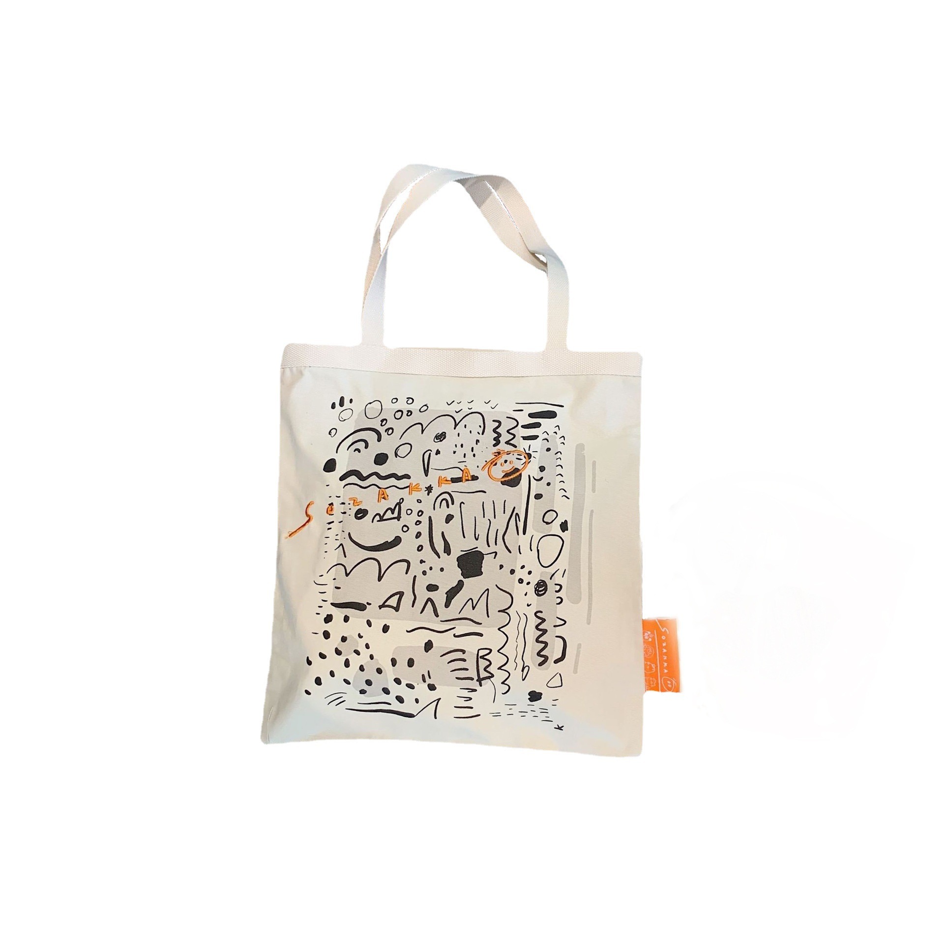 【 In Stock 】26102 letter graffiti printed canvas bag, large-capacity single-shoulder hand-carry shopping bag Tote from South Korea Item Picture