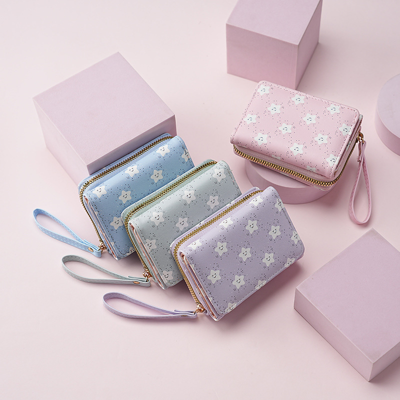 Smiling Face ~ High-end, simple, large-capacity ladies' short, fashionable and niche clutch bag, multi-functional ID card zipper wallet full figure