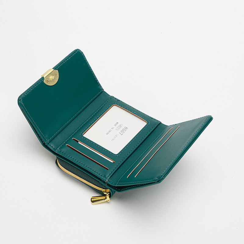 The new Korean version of Ailun features a simple and versatile design with a zippered three-fold multi-functional small coin purse, a short wallet, and a wallet for women Specification drawing