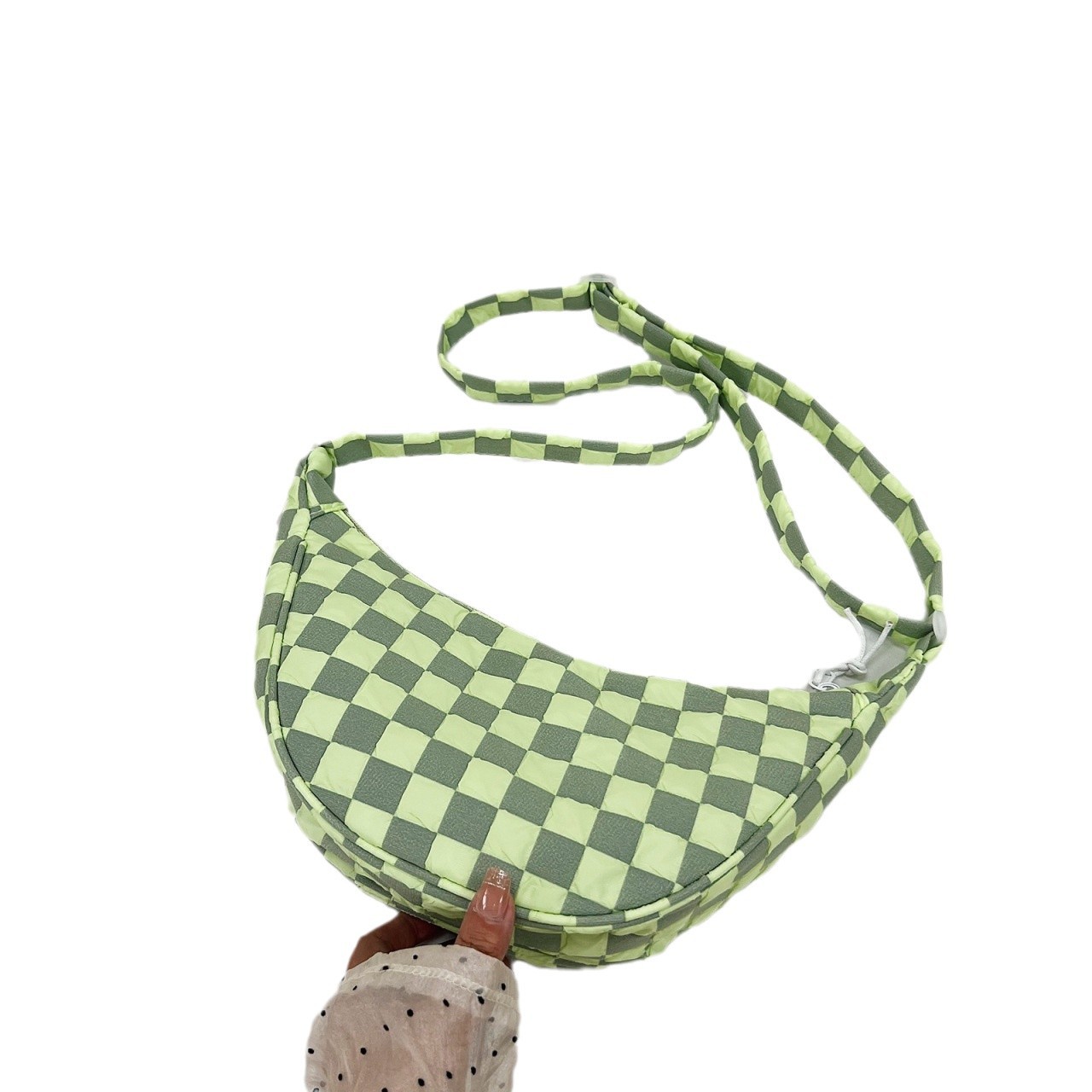 New fashionable and versatile crossbody bag, high-end underarm bag and casual single-shoulder bag with color-blocking checkered dumpling bag. One-piece consignment service Item Picture