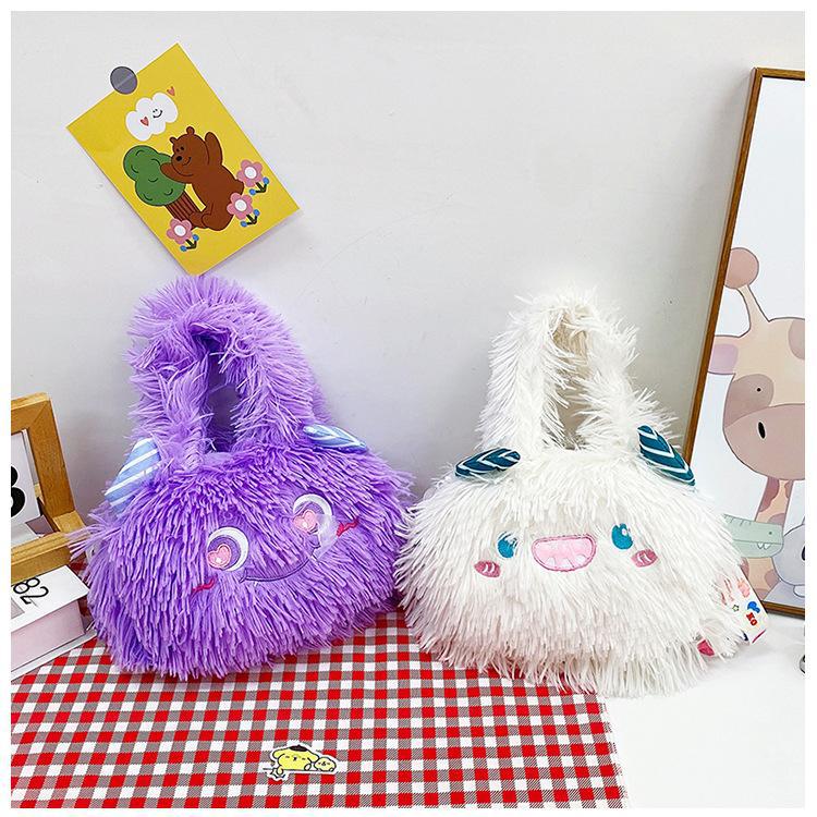 2024 New style of cute Korean plush single-shoulder crossbody bag with a girlish heart and cartoon monsters. Children's crossbody bag undefined