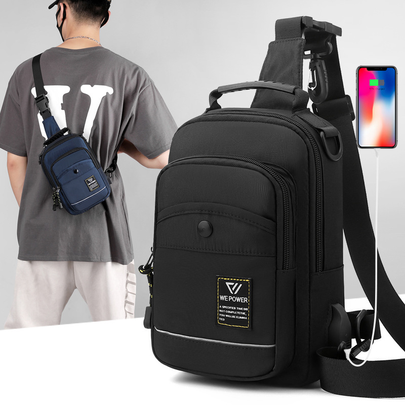 WEPOWER Cross-border new men's chest bag, multi-functional outdoor crossbody bag, sports single-shoulder bag, water-resistant men's bag full figure