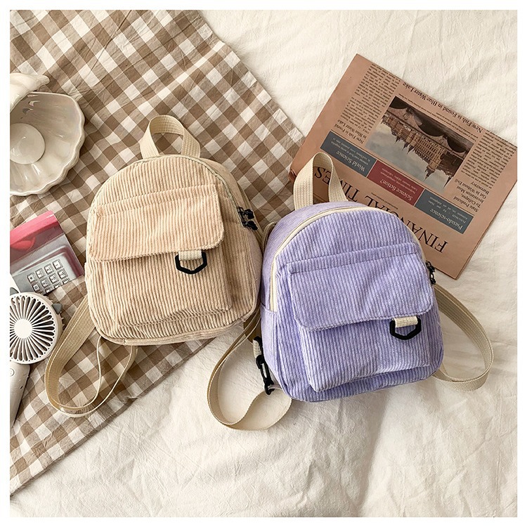 A new solid-color Japanese-style backpack for women, a Korean-style casual and versatile student schoolbag, a simple and retro trendy backpack for women Specification drawing
