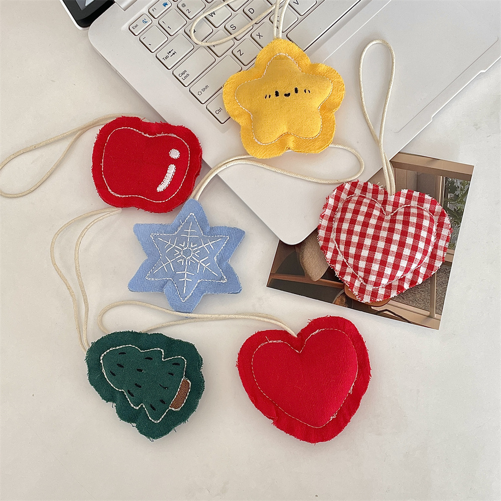 R5231 Cute Apple Doll Bag Pendant Accessory Key Chain Canvas Bag Pendant Phone Case Decorative Pendant full figure