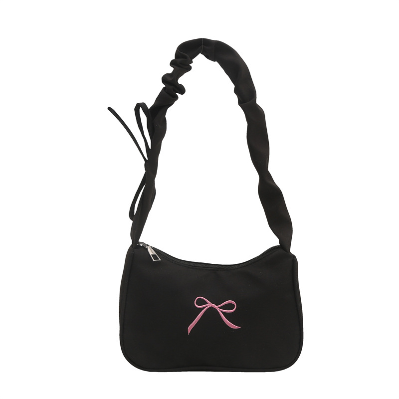 The new French-style niche design single-shoulder bag with a solid color bow underarm bag and simple pleated small handbag in 2025 is selling well Item Picture