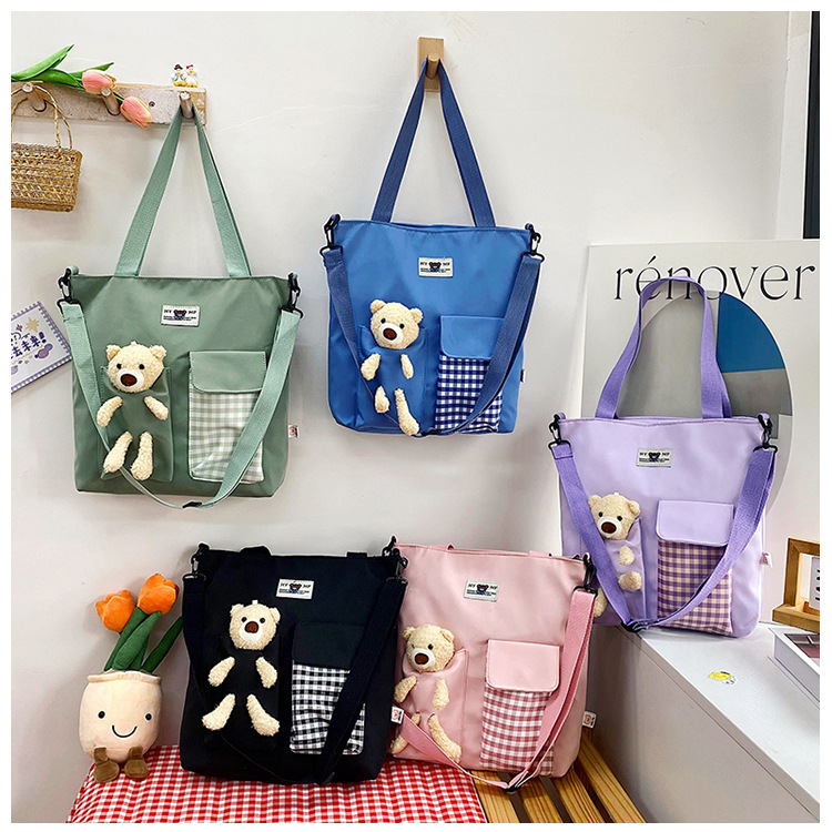 Large-capacity canvas bag for women, 2024 new ins style versatile shoulder bag, fashionable hand-held canvas bag, cross-border wholesale full figure