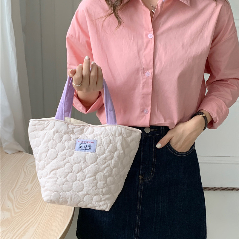 19252 Quilted flower handbag, a fresh and artistic bento bag for women, a student's work and walk, and a mom's bag for wholesale Specification drawing
