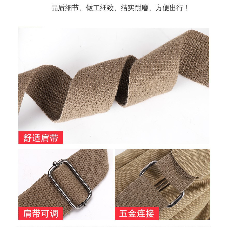 Classic canvas men's bag, multi-pocket large-capacity crossbody bag, casual men's single-shoulder bag, cashier work, business coin purse details Picture