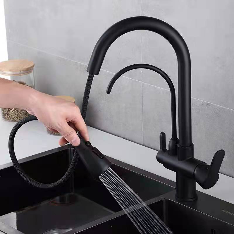 Kitchen pull-out cold and hot water faucet, three-in-one pure direct drinking water faucet, sink, sink faucet details Picture