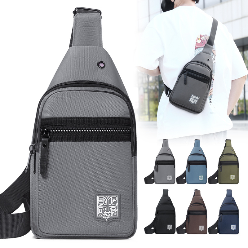 The new men's chest bag is casual and fashionable. It is suitable for outdoor sports and has a large capacity for commuting. It is a high-end crossbody bag trend full figure