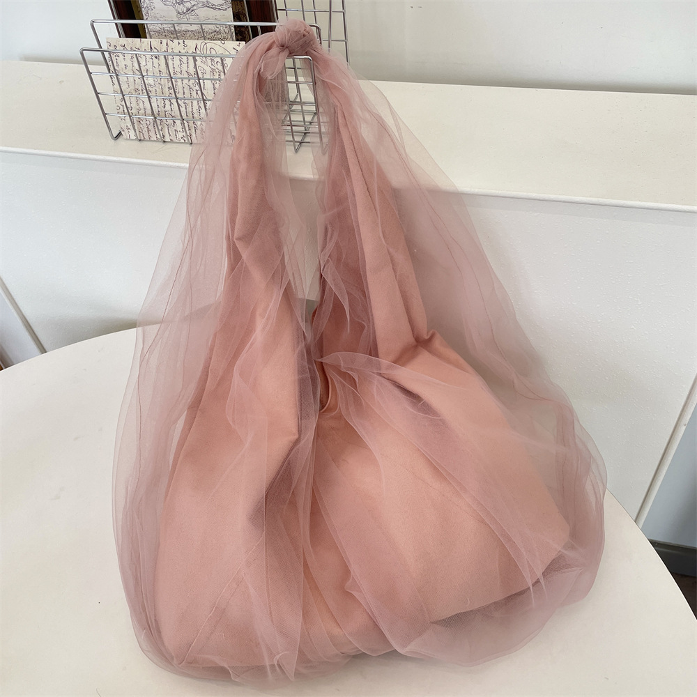 53252 Spring/Summer New Design mesh tote bag, a fashionable and versatile Korean-style casual underarm single-shoulder bag for girls Specification drawing